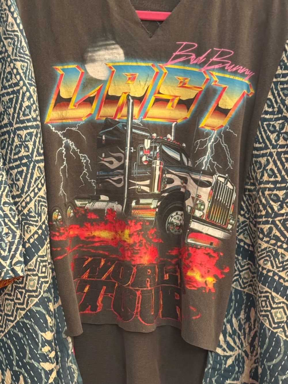 BAD BUNNY Reworked Band Tee Style Top Oversized Granny D Originals - Picture 3 of 5